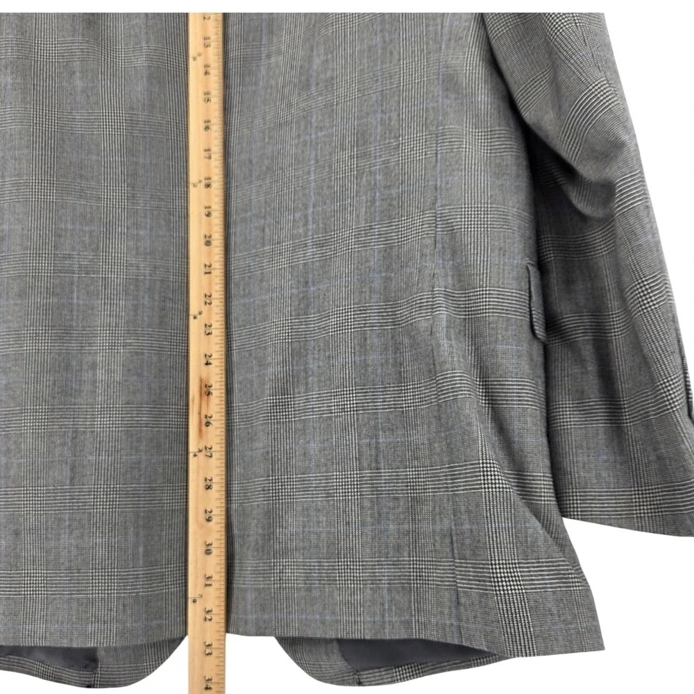 Jos A Bank Signature Collection 46L Suit‎ Jacket Gray Glen Plaid 100% Wool